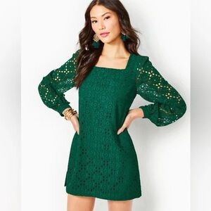 Lilly Pulitzer Sarina Square Neck Green Romper Size 0